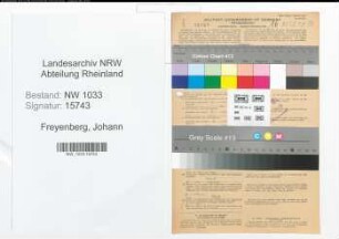 Entnazifizierung Johann Freyenberg , geb. 09.03.1888 (Schlosser)