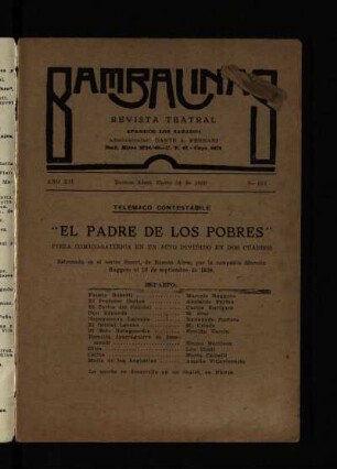 El padre de los pobres : pieza cómico-sátirica en una acto dividido en dos cuadros