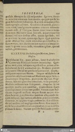 CCCXXXVII. De Balthazaro Morione, future Musico