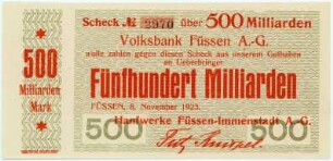 Geldschein / Notgeld, 500 Milliarden Mark, 8.11.1923