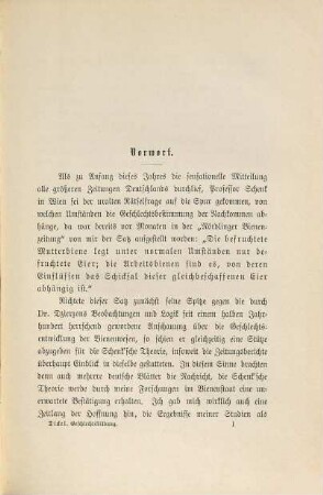 Das Prinzip der Geschlechtsbildung bei Tieren geschlechtlicher Fortpflanzung : entwickelt auf Grundlage meiner Bienenforschungen