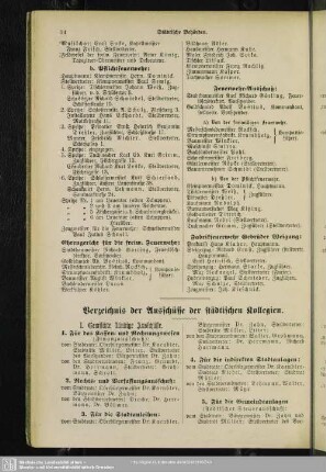 Verzeichnis der Ausschüsse der städtischen Kollegien
