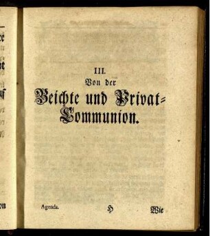 III. Von der Beichte und Privat-Communion.