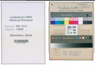 Entnazifizierung Gerda Moenckens , geb. 18.05.1898 (Postsekretaerin)