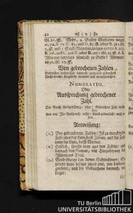 Numeratio, Oder Aussprechung gebrochener Zahl.
