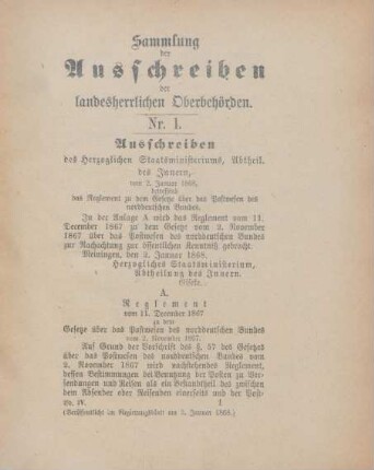 2. Januar 1868-31. December 1869 = Nr. 1-50