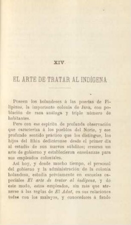 XIV. El arte de tratar al indígena