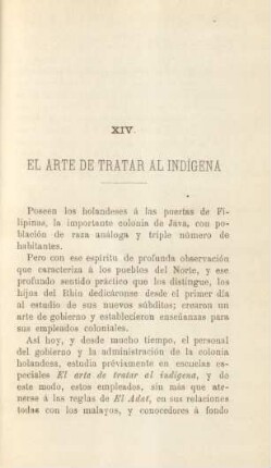 XIV. El arte de tratar al indígena