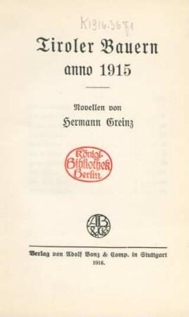 Tiroler Bauern anno 1915 : Novellen