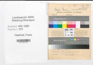 Entnazifizierung Franz Haehnel , geb. 03.10.1893 (Verwaltungsbeamter)