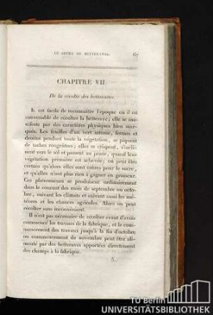 CHAPITRE VII De la récolte des betteraves.