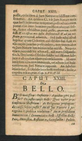 Caput XXIII. De Bello.