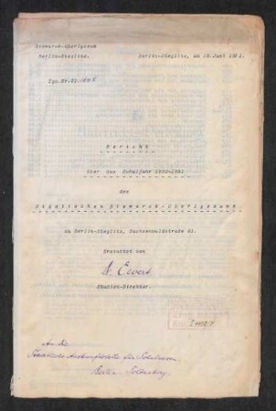 1930/31: Bericht über das Schuljahr ... des Städtischen Bismarck-Oberlyzeums zu Berlin-Steglitz - 1930/31
