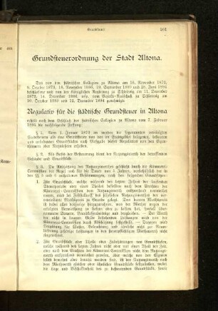 Grundsteuerordnung der Stadt Altona.