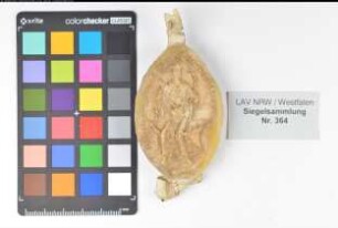 Siegler: Minden, Bischof Gottfried Überlieferungsart: Original (restauriert). Stoff: Wachs Farbe: farblos Form: oval. Durchmesser: Art: Typ: Umschrift: