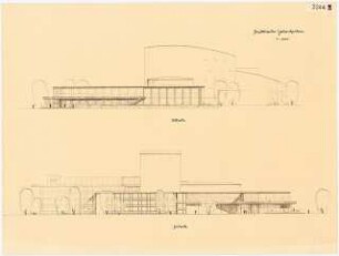 Stadttheater, Gelsenkirchen: (Lichtpause von Inv.Nr. 35912): Ansicht Süd/Ost 1:200