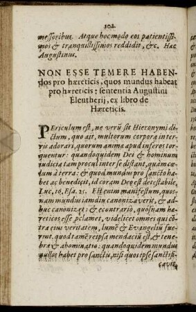 Non Esse Temere Habendos pro haereticis, quos mundos habeat pro haereticos: sententia Augustini Eleutherii, ex libro de Haereticis