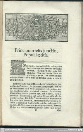 [1.] Principum felix iunctio, Populi laetitia