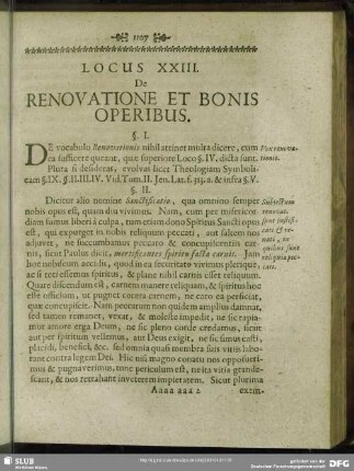 Locus XXIII. De Renovatione Et Bonis Operibus