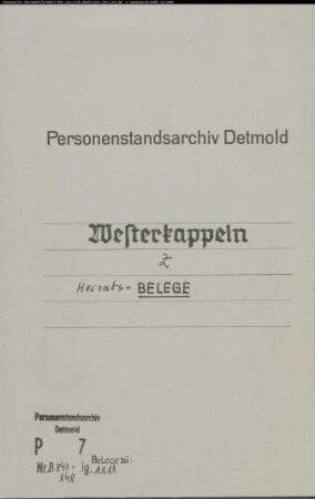 Belegakten zum Heiratsregister der Munizipalität Westerkappeln 1811. (Gemeinde: Westerkappeln, Kreis Tecklenburg)