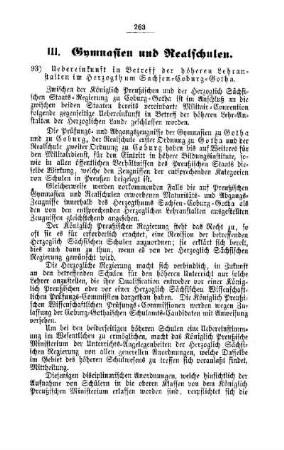 Uebereinkunft in Betreff der höheren Lehranstalten im Herzogthum Sachsen-Coburg-Gotha : [III. Gymnasien und Realschulen]