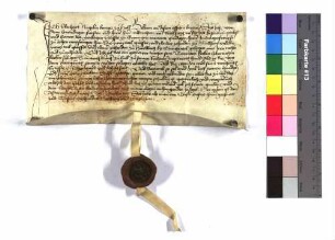 Lehenrevers des Eberhard Nägelin als Lehenträger des Konrad Keck, Sohn des Heinrich Keck, gegen Albrecht von Rechberg, Propst von Ellwangen, um zwei Drittel des Zehnten zu Talheim und Matheshörlebach