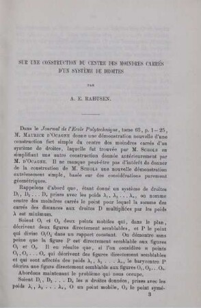 Sur une costruction du centre des moindres carrés d'un système de droites.