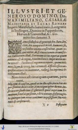 Illustri et Generoso Comiti et Domino, Dn. Maximiliano…