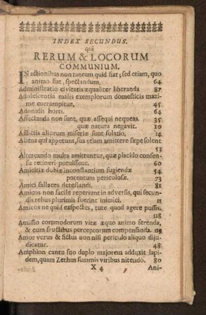 Index Secundus qui Rerum & Locorum Communium