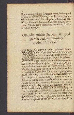 Ostendit quid sit Stantia: & quod Stantia variatur pluribus modis in Cantione.