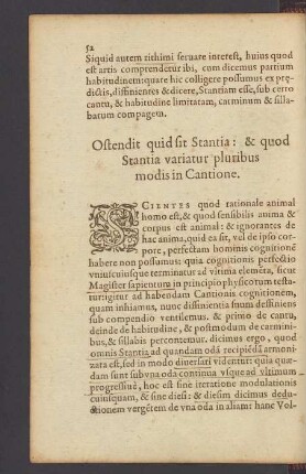 Ostendit quid sit Stantia: & quod Stantia variatur pluribus modis in Cantione.
