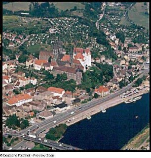 Altstadt mit Albrechtsburg und Dom, Hochuferstraße und Elbe