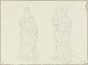 Die Heilige Katharina und die Heilige Cäcilie, nach zwei Temperagemälden in Santuario della Madonna delle Lacrime bei Trevi