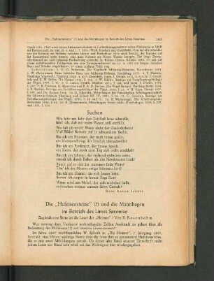 Die "Hufensteine" (?) und die Mannhagen im Bereich des Limes Saxoniae