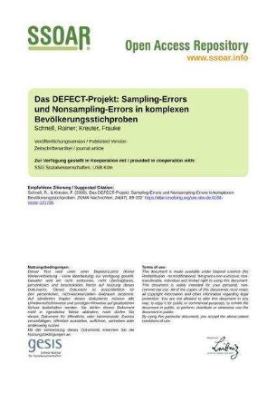 Das DEFECT-Projekt: Sampling-Errors und Nonsampling-Errors in komplexen Bevölkerungsstichproben