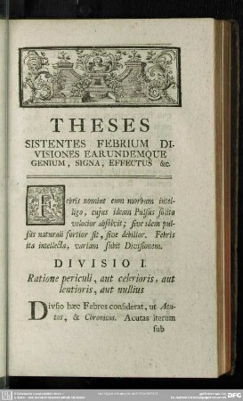 Divisio I. Ratione periculi, aut celerioris, aut lentioris, aut nullius