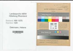 Entnazifizierung Helena Diekmann , geb. 17.02.1905 (Kontoristin)