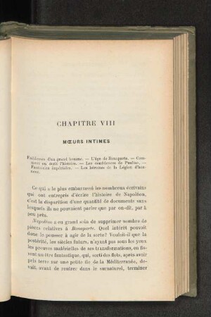 Chapitre VIII Moeurs intimes
