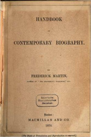 Handbook of contemporary biography