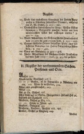 II. Register der vorkommenden Sachen, Personen und Orte.