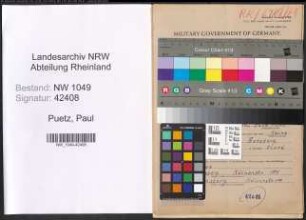 Entnazifizierung Paul Puetz , geb. 06.03.1909 (Postarbeiter)