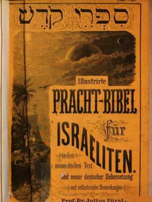 Illustrierte Pracht Bibel für Israeliten in dem masoretischen Text und neuer deutscher Übersetzung mit erläuternden Anmerkungen von Julius Fürst : Mit mehr als 100 Separat-Bildern u. nahezu 600 in den Text gedr. Illustrationen, zus. ca 700 Bildern, 2