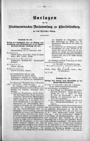 In nicht öffendlicher Sitzung (341,342), 24. November 1909