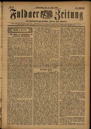 Erste Ausgabe vom Donnerstag, den 15. April 1897.