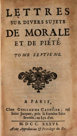 Lettres Sur Divers Sujets De Morale Et De Piété, Tome Septième
