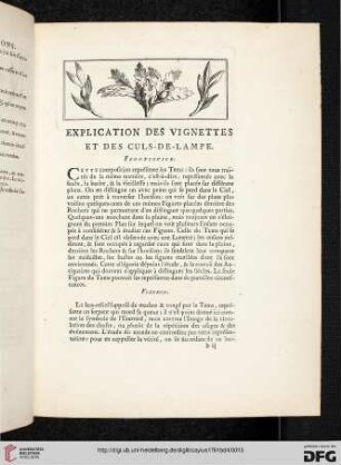 Explication des vignettes et des culs-de-lampe
