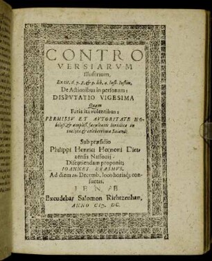 Disputatio Vigesima