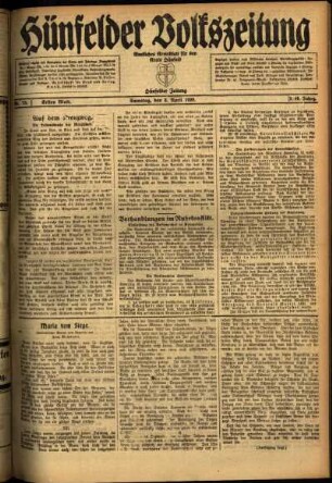 Erste Ausgabe vom Samstag, den 03. April 1920.