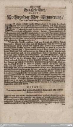 Nothwendige Vor-Erinnerung/von den Canon und groben Geschütz.