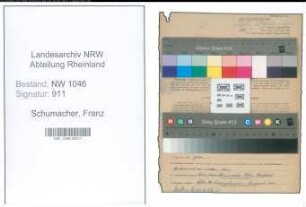 Entnazifizierung Franz Schumacher , geb. 29.05.1892 (Lehrer)